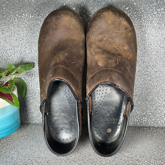 Dansko Brown Leather Professional Mules Clogs Shoes EU 38 US 7.5 8 - Picture 6 of 8